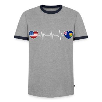 Turks et Caicos (Îles) - T-shirt contrasté Homme - gris/marine  - Devant - AI Model Female 172 light (172cm) & AI Model Male 178 light (178cm)