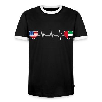 United Arab Emirates - Men's Ringer Shirt - black/white - Front - AI Model Female 172 light (172cm) & AI Model Male 178 light (178cm)