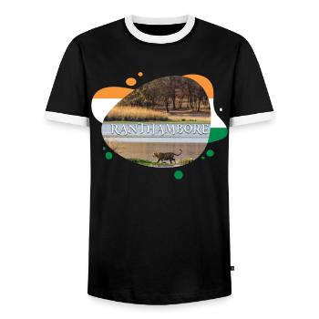 Ranthambore India Souvenir - Men's Ringer Shirt - black/white - Front - AI Model Female 172 light (172cm) & AI Model Male 178 light (178cm)