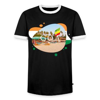 Goa India Souvenir - Men's Ringer Shirt - black/white - Front - AI Model Female 172 light (172cm) & AI Model Male 178 light (178cm)