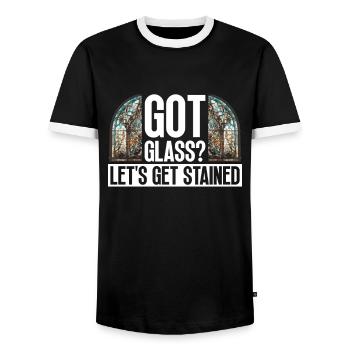 Haben Sie Glas? Let's Get Stained - Glasmalerei - Männer Kontrast-T-Shirt - Schwarz/Weiß - Vorne - AI Model Female 172 light (172cm) & AI Model Male 178 light (178cm)