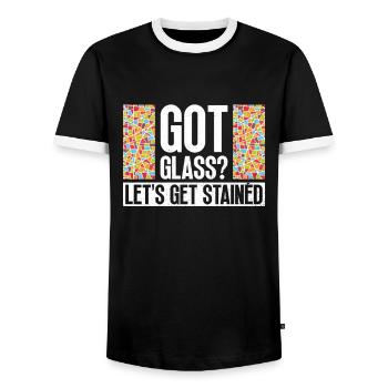 Haben Sie Glas? Let's Get Stained - Glasmalerei - Männer Kontrast-T-Shirt - Schwarz/Weiß - Vorne - AI Model Female 172 light (172cm) & AI Model Male 178 light (178cm)