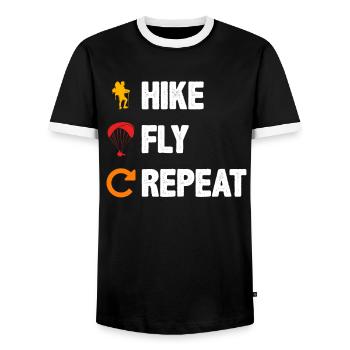 Parapente Randonnée Mouche Répéter l’alpinisme - T-shirt contrasté Homme - noir/blanc - Devant - AI Model Female 172 light (172cm) & AI Model Male 178 light (178cm)