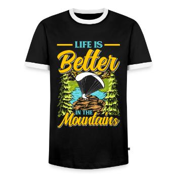 Gleitschirmflieger Life is Better in the Mountains - Männer Kontrast-T-Shirt - Schwarz/Weiß - Vorne - AI Model Female 172 light (172cm) & AI Model Male 178 light (178cm)
