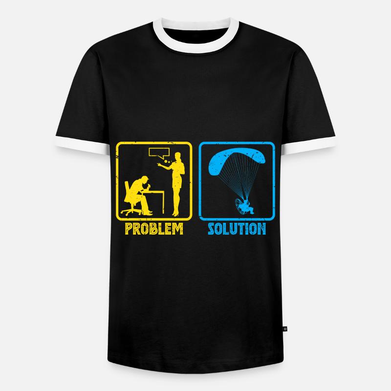 Gleitschirmflieger Problem Solution Paraglider - Men's Ringer Shirt - black/white