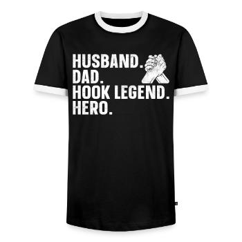 Armdrücken Armdrücker - Männer Kontrast-T-Shirt - Schwarz/Weiß - Vorne - AI Model Female 172 light (172cm) & AI Model Male 178 light (178cm)