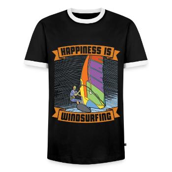 Windsurfing Happiness Is Windsurfing Water Sports - Männer Kontrast-T-Shirt - Schwarz/Weiß - Vorne - AI Model Female 172 light (172cm) & AI Model Male 178 light (178cm)
