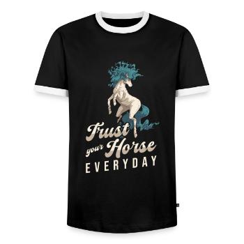 Pferd Reitsport Cool Ausdauerreiten - Männer Kontrast-T-Shirt - Schwarz/Weiß - Vorne - AI Model Female 172 light (172cm) & AI Model Male 178 light (178cm)