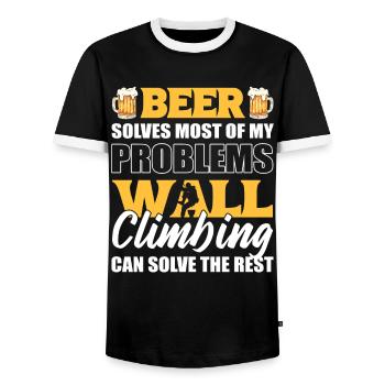 Bier löst die meisten Probleme Wandklettern löst - Männer Kontrast-T-Shirt - Schwarz/Weiß - Vorne - AI Model Female 172 light (172cm) & AI Model Male 178 light (178cm)