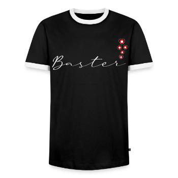 Baster - Men's Ringer Shirt - black/white - Front - AI Model Female 172 light (172cm) & AI Model Male 178 light (178cm)