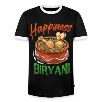 Cuisine indienne, gourmets, amateurs de biryani, - T-shirt contrasté Homme - noir/blanc - Devant - AI Model Female 172 light (172cm) & AI Model Male 178 light (178cm)