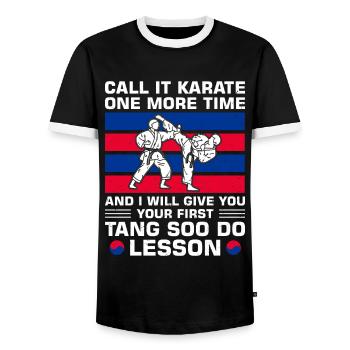 Tang so Do Gift - Men's Ringer Shirt - black/white - Front - AI Model Female 172 light (172cm) & AI Model Male 178 light (178cm)
