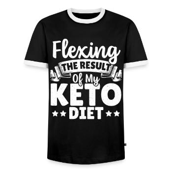 Fléchir le résultat de mon régime Keto Keto Diet - T-shirt contrasté Homme - noir/blanc - Devant - AI Model Female 172 light (172cm) & AI Model Male 178 light (178cm)