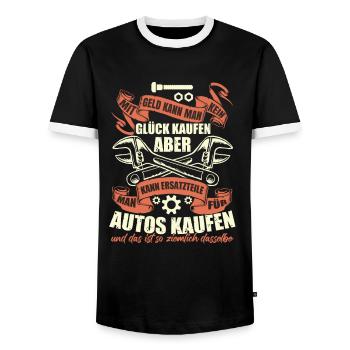 Automechaniker Sprüche Lustig Auto KFZ - Männer Kontrast-T-Shirt - Schwarz/Weiß - Vorne - AI Model Female 172 light (172cm) & AI Model Male 178 light (178cm)