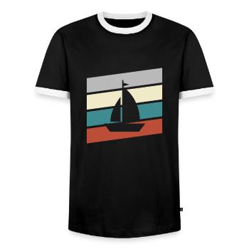 Rétro de la voile - T-shirt contrasté Homme - noir/blanc - Devant - AI Model Female 172 light (172cm) & AI Model Male 178 light (178cm)