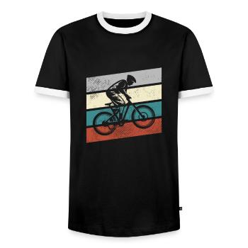 Mountain Bike Retro - Men's Ringer Shirt - black/white - Front - AI Model Female 172 light (172cm) & AI Model Male 178 light (178cm)