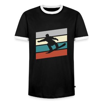 Snowboarding Retro - Männer Kontrast-T-Shirt - Schwarz/Weiß - Vorne - AI Model Female 172 light (172cm) & AI Model Male 178 light (178cm)