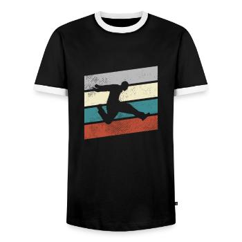 Parkour Retro - Männer Kontrast-T-Shirt - Schwarz/Weiß - Vorne - AI Model Female 172 light (172cm) & AI Model Male 178 light (178cm)