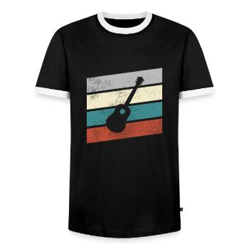 Guitar Retro - Men's Ringer Shirt - black/white - Front - AI Model Female 172 light (172cm) & AI Model Male 178 light (178cm)