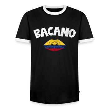 Bacano Colombian Flag - Men's Ringer Shirt - black/white - Front - AI Model Female 172 light (172cm) & AI Model Male 178 light (178cm)