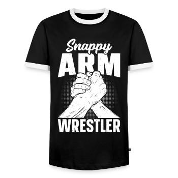 Bras de fer - T-shirt contrasté Homme - noir/blanc - Devant - AI Model Female 172 light (172cm) & AI Model Male 178 light (178cm)