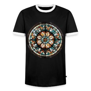 Glasmalerei - Glasmalerei Künstler - Männer Kontrast-T-Shirt - Schwarz/Weiß - Vorne - AI Model Female 172 light (172cm) & AI Model Male 178 light (178cm)