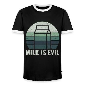 Dairy is Scary - Intolerance Milk Cheese - Men's Ringer Shirt - black/white - Front - AI Model Female 172 light (172cm) & AI Model Male 178 light (178cm)