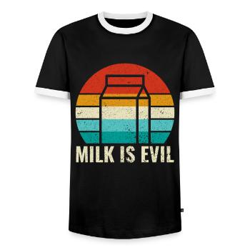 Dairy is Scary - Intolerance Milk Cheese - Men's Ringer Shirt - black/white - Front - AI Model Female 172 light (172cm) & AI Model Male 178 light (178cm)