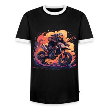 Motocross Motocross Moto Dirt Bike Dirt Bikes - T-shirt contrasté Homme - noir/blanc - Devant - AI Model Female 172 light (172cm) & AI Model Male 178 light (178cm)