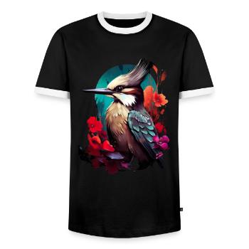 Niedlicher Specht Buntspecht Vogel Illustration - Männer Kontrast-T-Shirt - Schwarz/Weiß - Vorne - AI Model Female 172 light (172cm) & AI Model Male 178 light (178cm)