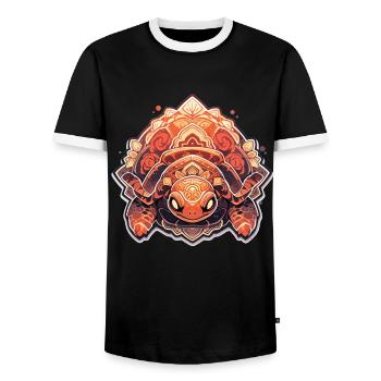 Turtle - Men's Ringer Shirt - black/white - Front - AI Model Female 172 light (172cm) & AI Model Male 178 light (178cm)