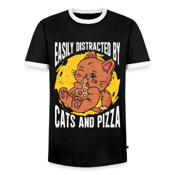 Pizza Italy Food Pizza Maker - Men's Ringer Shirt - black/white - Front - AI Model Female 172 light (172cm) & AI Model Male 178 light (178cm)