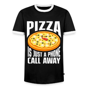 Pizza Italy Food Pizza Maker - Men's Ringer Shirt - black/white - Front - AI Model Female 172 light (172cm) & AI Model Male 178 light (178cm)