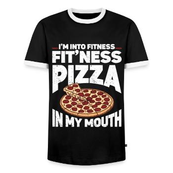 Pizza Italy Food Pizza Makers - Men's Ringer Shirt - black/white - Front - AI Model Female 172 light (172cm) & AI Model Male 178 light (178cm)
