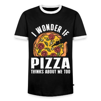 Pizza Italy Food Pizza Makers - Men's Ringer Shirt - black/white - Front - AI Model Female 172 light (172cm) & AI Model Male 178 light (178cm)