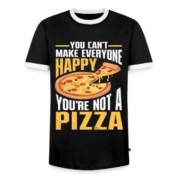 Pizza Italy Food Pizza Makers - Men's Ringer Shirt - black/white - Front - AI Model Female 172 light (172cm) & AI Model Male 178 light (178cm)