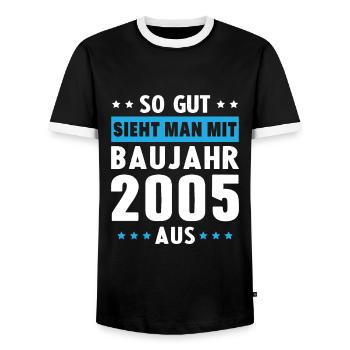 Geschenk Geburtstag 2005 Frau Mann Geschenkidee - Männer Kontrast-T-Shirt - Schwarz/Weiß - Vorne - AI Model Female 172 light (172cm) & AI Model Male 178 light (178cm)