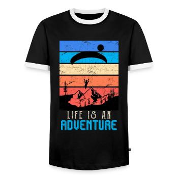 Paragliders Life is an adventure - Men's Ringer Shirt - black/white - Front - AI Model Female 172 light (172cm) & AI Model Male 178 light (178cm)