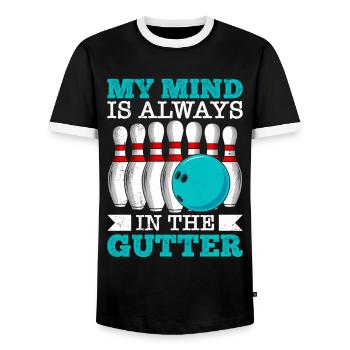 Bowling My Mind est toujours dans le gouttière Bowler - T-shirt contrasté Homme - noir/blanc - Devant - AI Model Female 172 light (172cm) & AI Model Male 178 light (178cm)