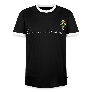 Comoros - Men's Ringer Shirt - black/white - Front - AI Model Female 172 light (172cm) & AI Model Male 178 light (178cm)