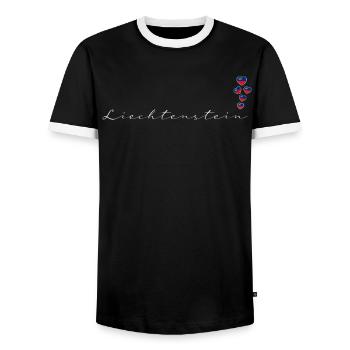 Liechtenstein - Männer Kontrast-T-Shirt - Schwarz/Weiß - Vorne - AI Model Female 172 light (172cm) & AI Model Male 178 light (178cm)