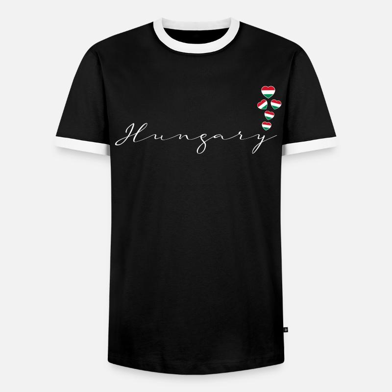 Węgry - Koszulka męska z kontrastowymi wstawkami - czarny/biały