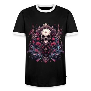 Skull Skull Skulls Skull Skeleton - Men's Ringer Shirt - black/white - Front - AI Model Female 172 light (172cm) & AI Model Male 178 light (178cm)