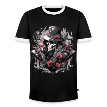 Skull Skull Skulls Skull Skeleton - Men's Ringer Shirt - black/white - Front - AI Model Female 172 light (172cm) & AI Model Male 178 light (178cm)