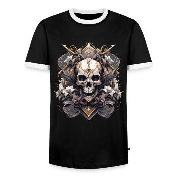Skull Skull Skulls Skull Skeleton - Men's Ringer Shirt - black/white - Front - AI Model Female 172 light (172cm) & AI Model Male 178 light (178cm)