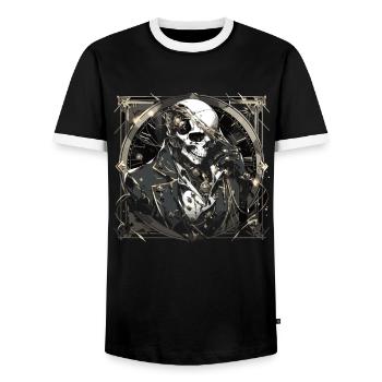 Skull Skull Skulls Skull Skeleton - Men's Ringer Shirt - black/white - Front - AI Model Female 172 light (172cm) & AI Model Male 178 light (178cm)