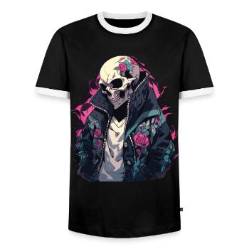 Skull Skull Skulls Skull Skeleton - Men's Ringer Shirt - black/white - Front - AI Model Female 172 light (172cm) & AI Model Male 178 light (178cm)