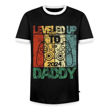 Werdender Vater - Leveled up to Daddy - Männer Kontrast-T-Shirt - Schwarz/Weiß - Vorne - AI Model Female 172 light (172cm) & AI Model Male 178 light (178cm)
