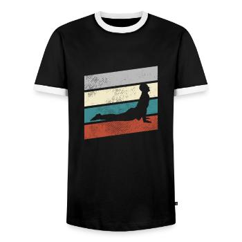 Yoga Retro - Männer Kontrast-T-Shirt - Schwarz/Weiß - Vorne - AI Model Female 172 light (172cm) & AI Model Male 178 light (178cm)