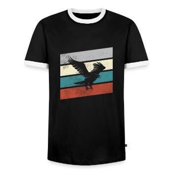 Adler Retro - Männer Kontrast-T-Shirt - Schwarz/Weiß - Vorne - AI Model Female 172 light (172cm) & AI Model Male 178 light (178cm)